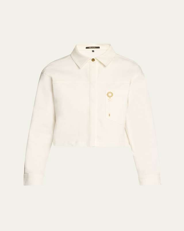 Teagan Cropped Brooch-Embellished Jacket